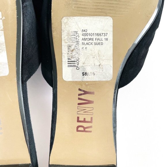 Renvy Amore Black Suede Mules Women's 6.5 Leather Slip On Flats Modern Casual - Picture 16 of 16